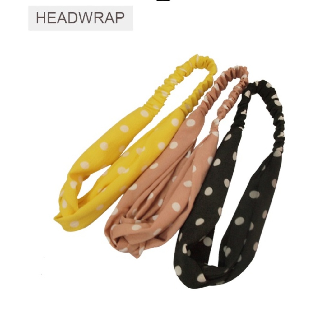 POLKA DOT HEADWRAP 3PC SET - Picture 2 of 5